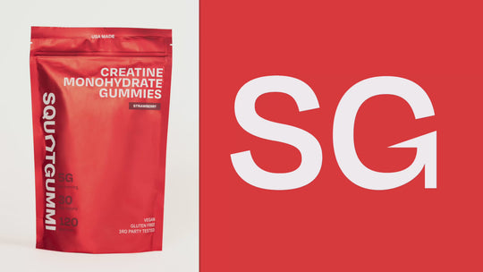Amazon promo video for Squatgummi creatine gummies.